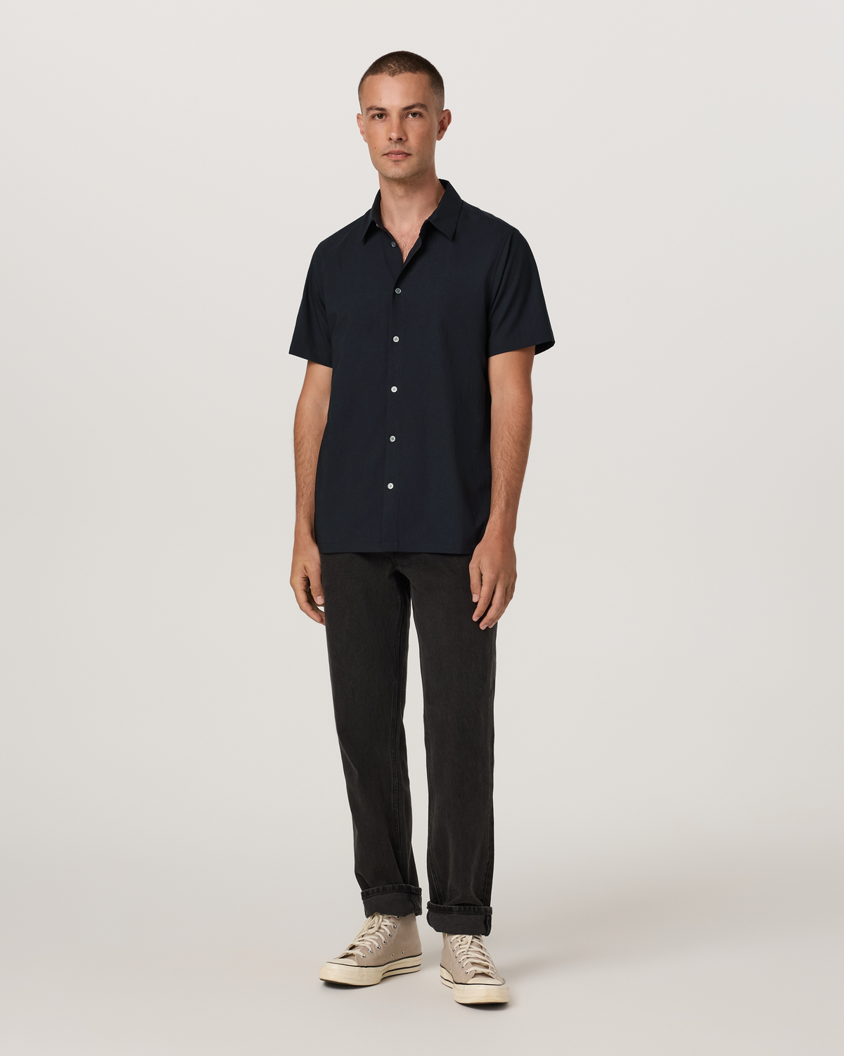 Short Sleeve Manhattan Button Down | Black