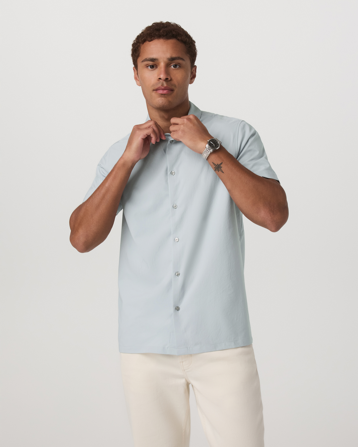 Short Sleeve Manhattan Button Down | Harbor Grey