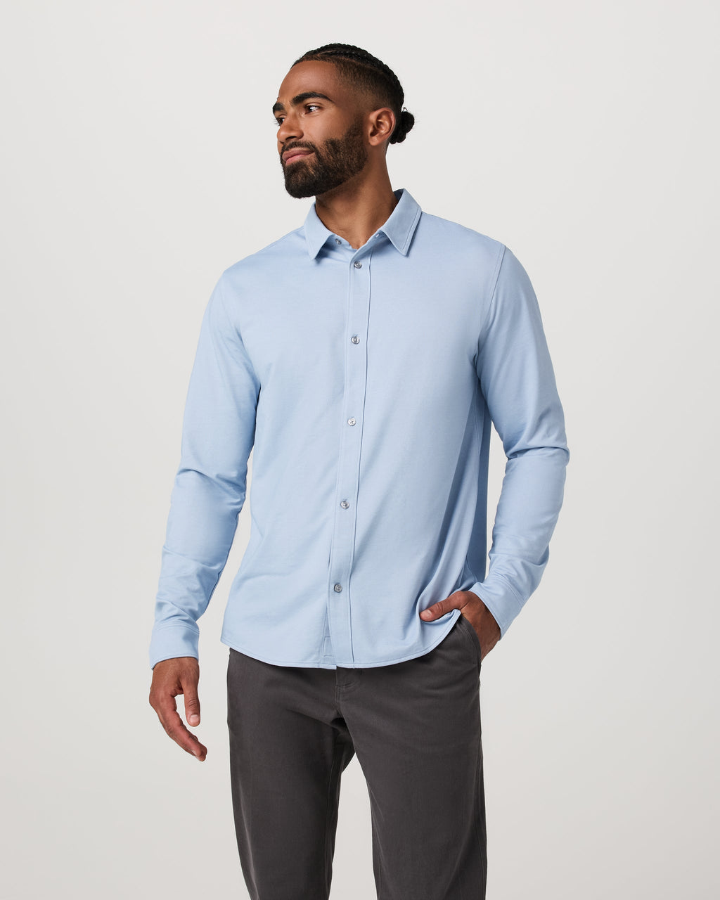 Long Sleeve Knit Oxford Button Down - Classic Fit | Blue Dusk