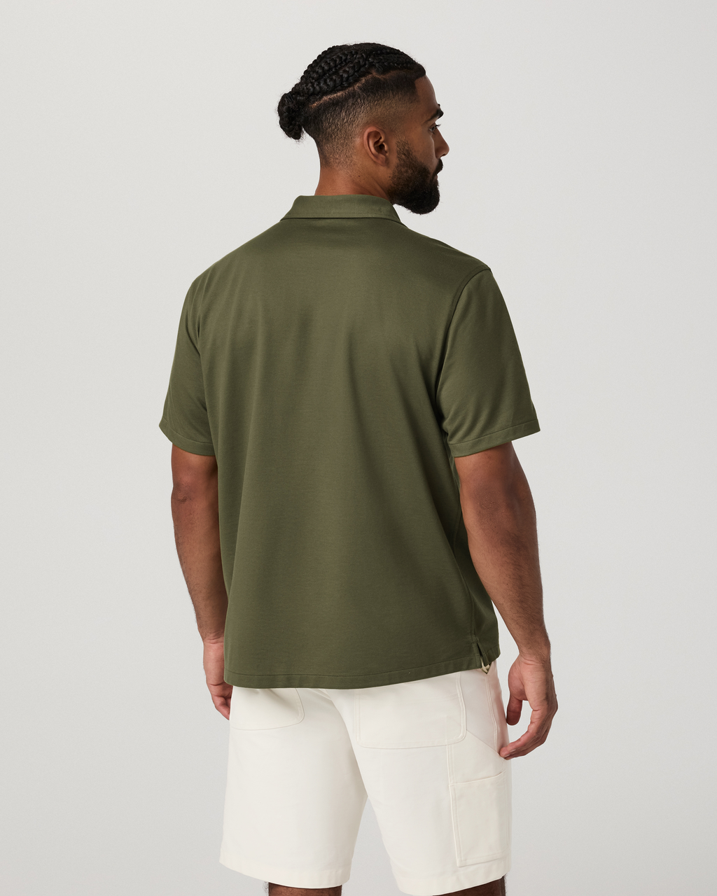 Short Sleeve Knit Oxford Camp Collar Button Down | Herb