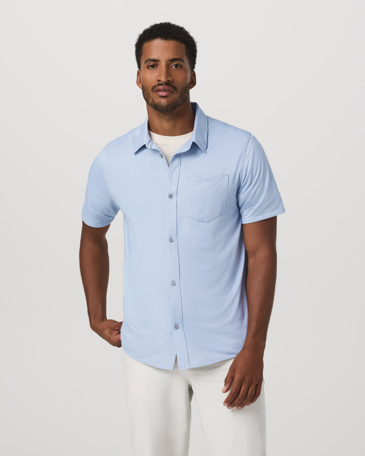 Short Sleeve Knit Oxford Button Down - Classic Fit | Blue Dusk