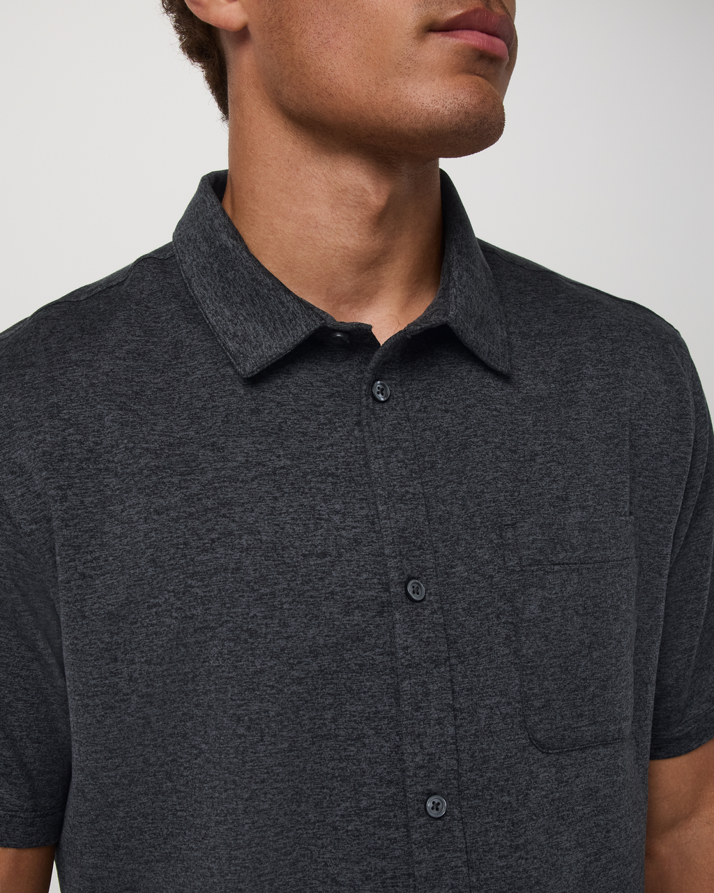 Short Sleeve Ponto Button Down Shirt | Charcoal Heather