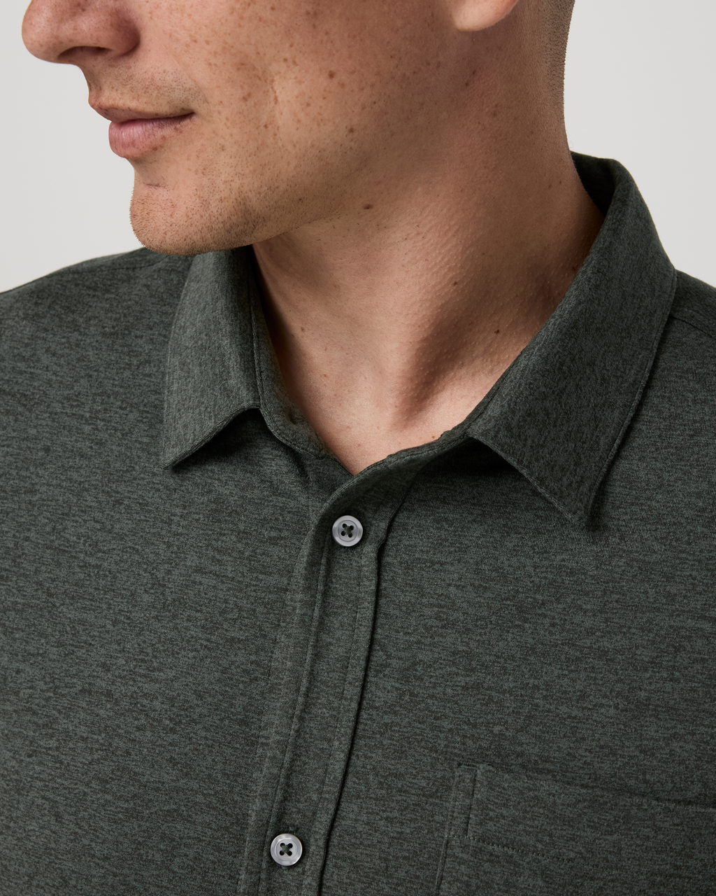Short Sleeve Ponto Button Down Shirt | River Rock Heather
