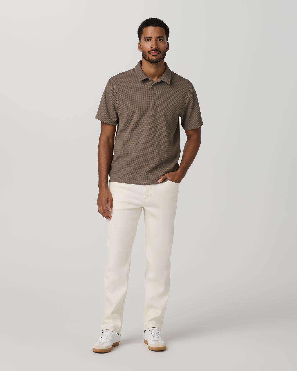 Short Sleeve Lightweight Tech Waffle Polo - Relaxed Fit | Bark