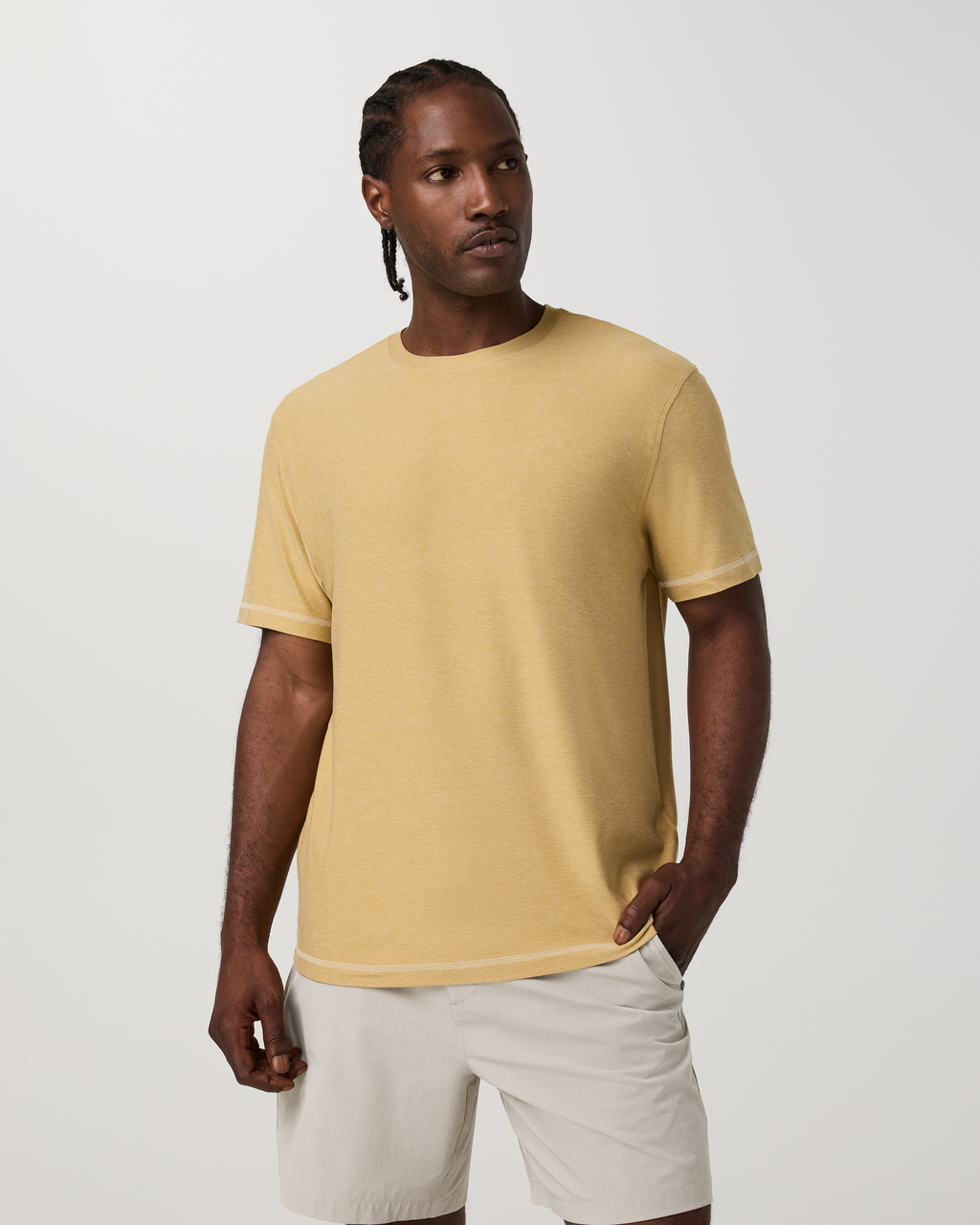 Short Sleeve Strato Tech Tee - Contrast | Golden Brown Heather