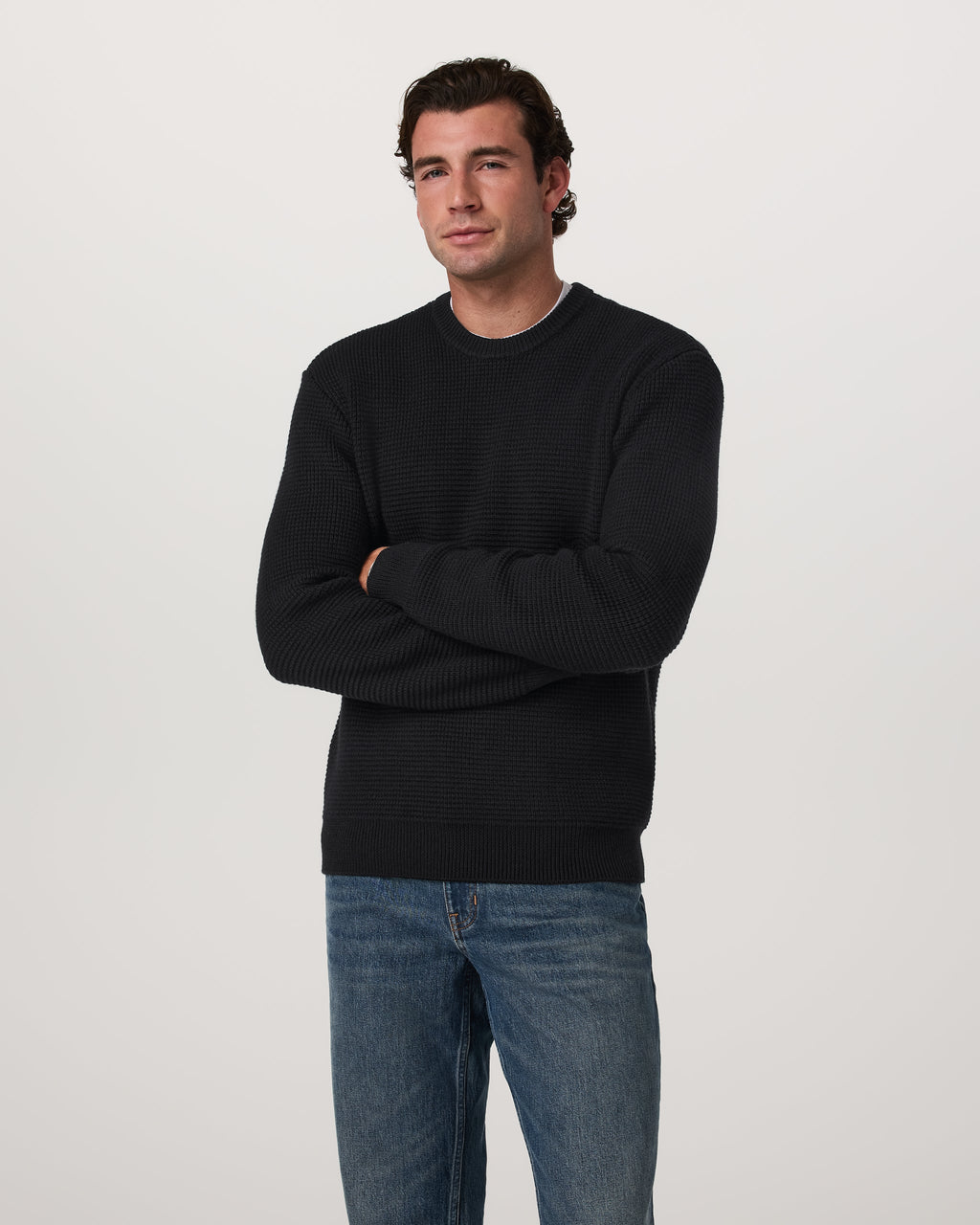 Denver Waffle Crew Sweater | Black