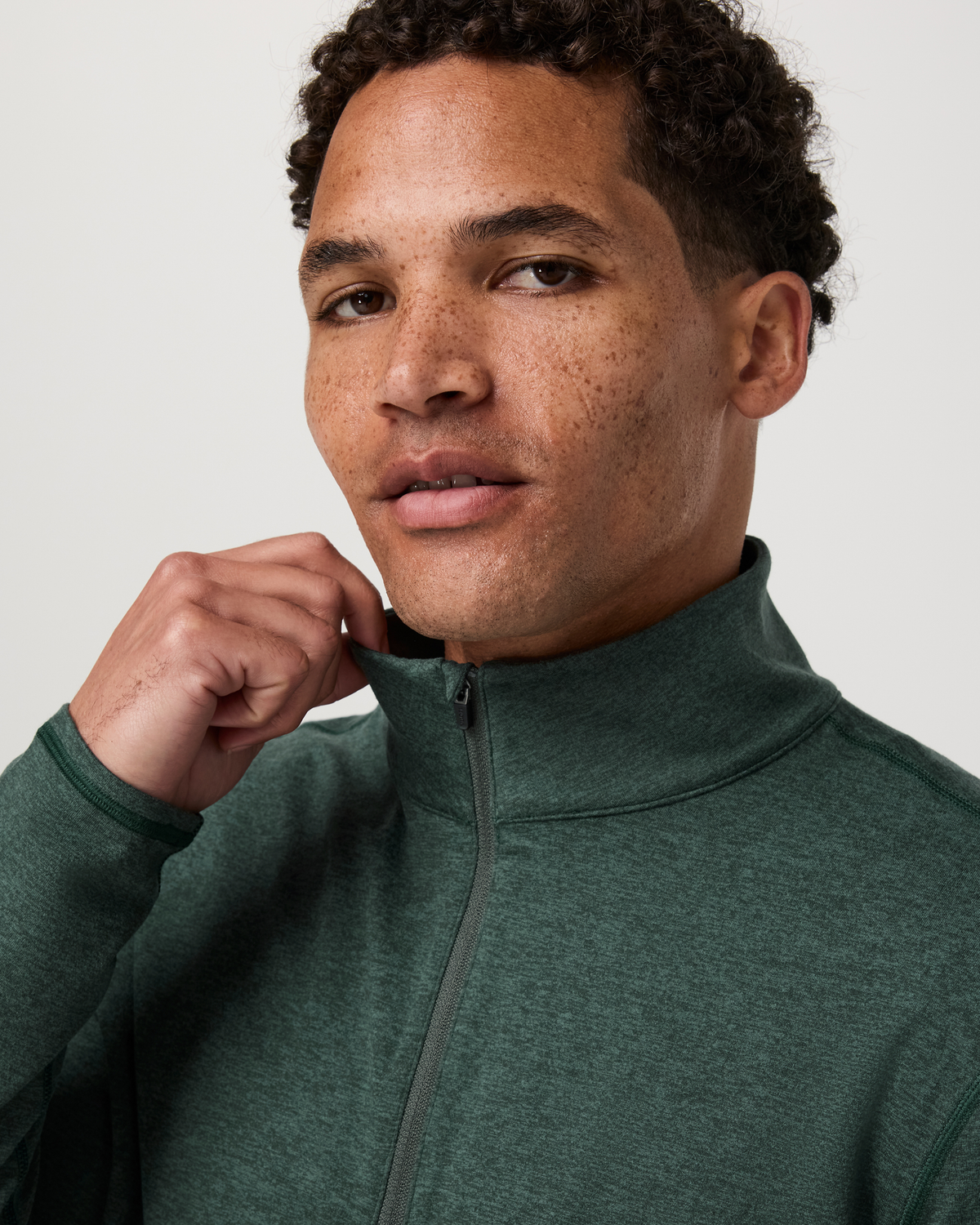 Ponto Half Zip Mock Neck | Hemlock Heather