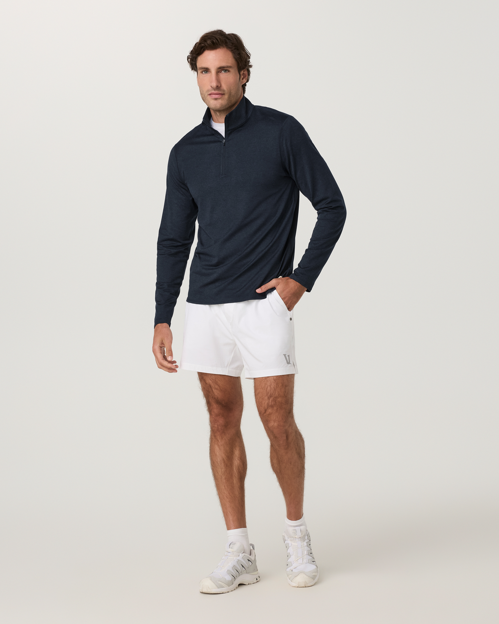 Ponto Half Zip Mock Neck | Ink Heather
