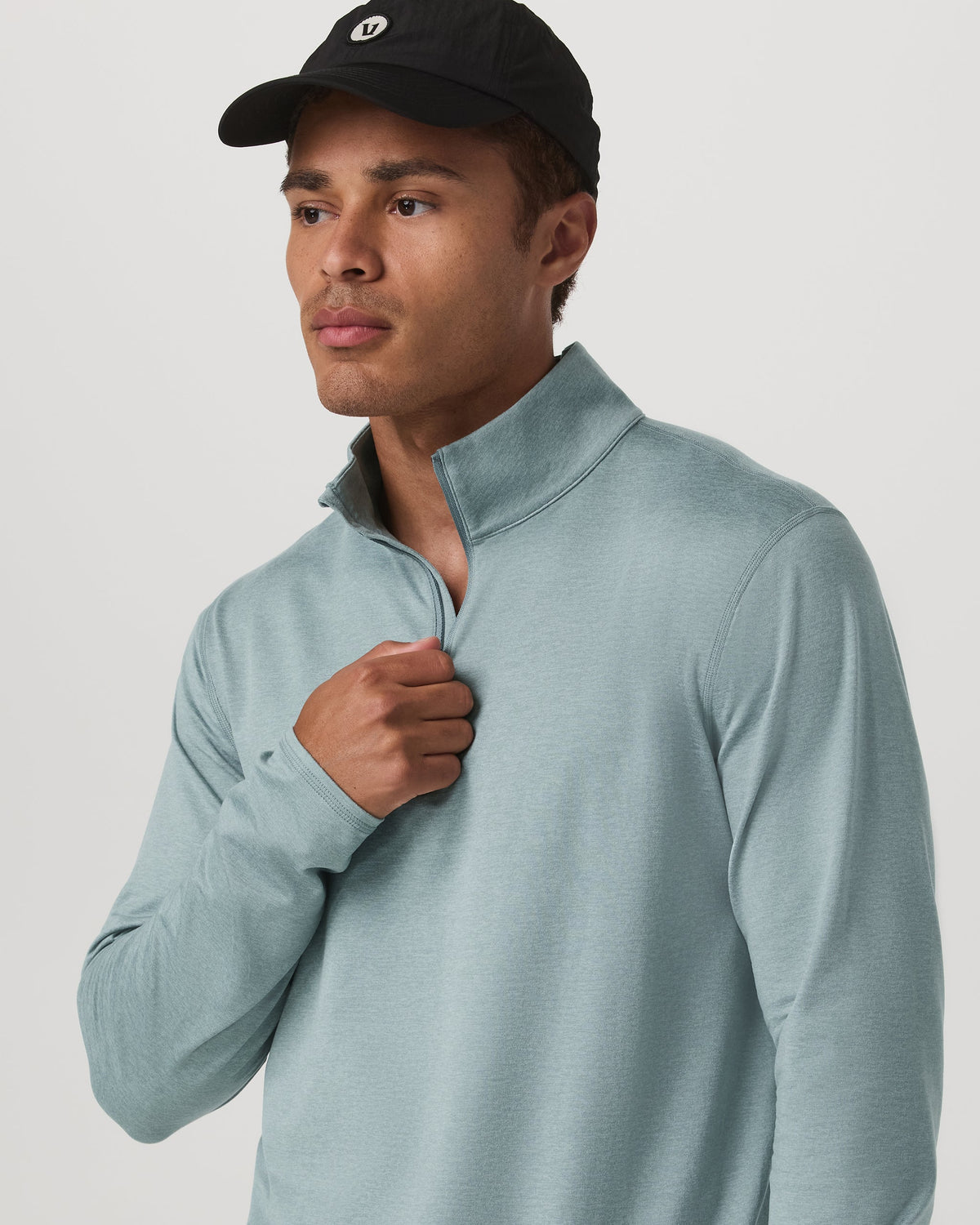 Ponto Half Zip Mock Neck | Misty Blue Heather