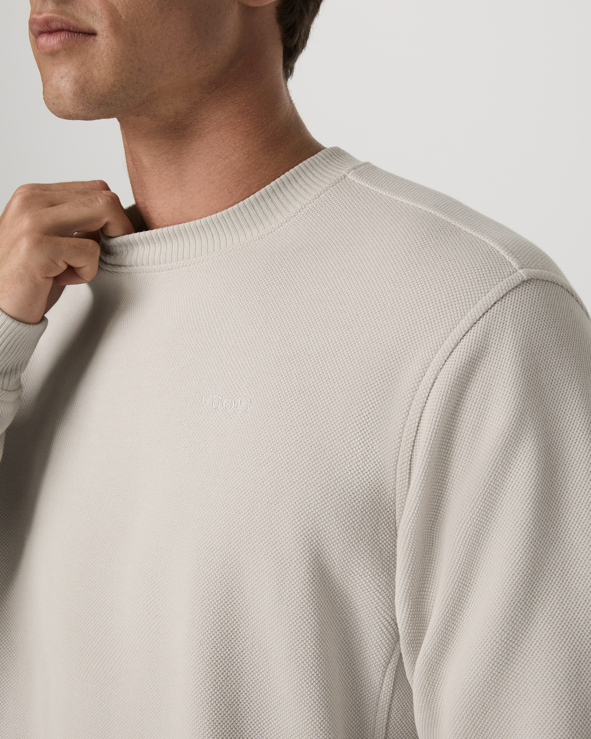 Pique Fleece Crew | Grey Mist