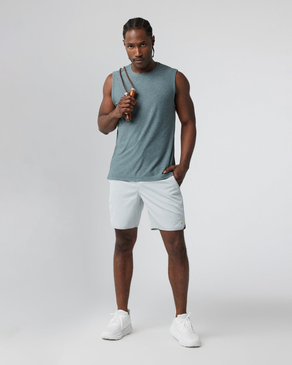 Banks Short Unlined 7" | Sky Grey Linen Texture