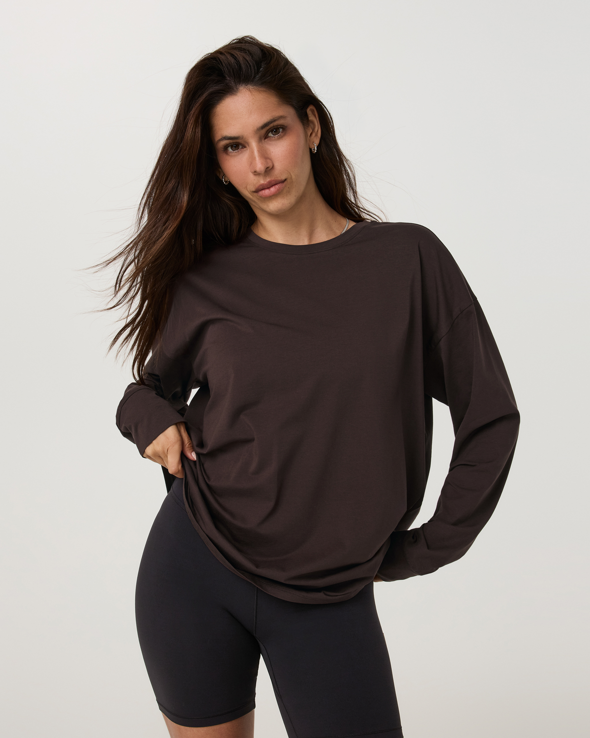 Long Sleeve Feather Tee | French Roast