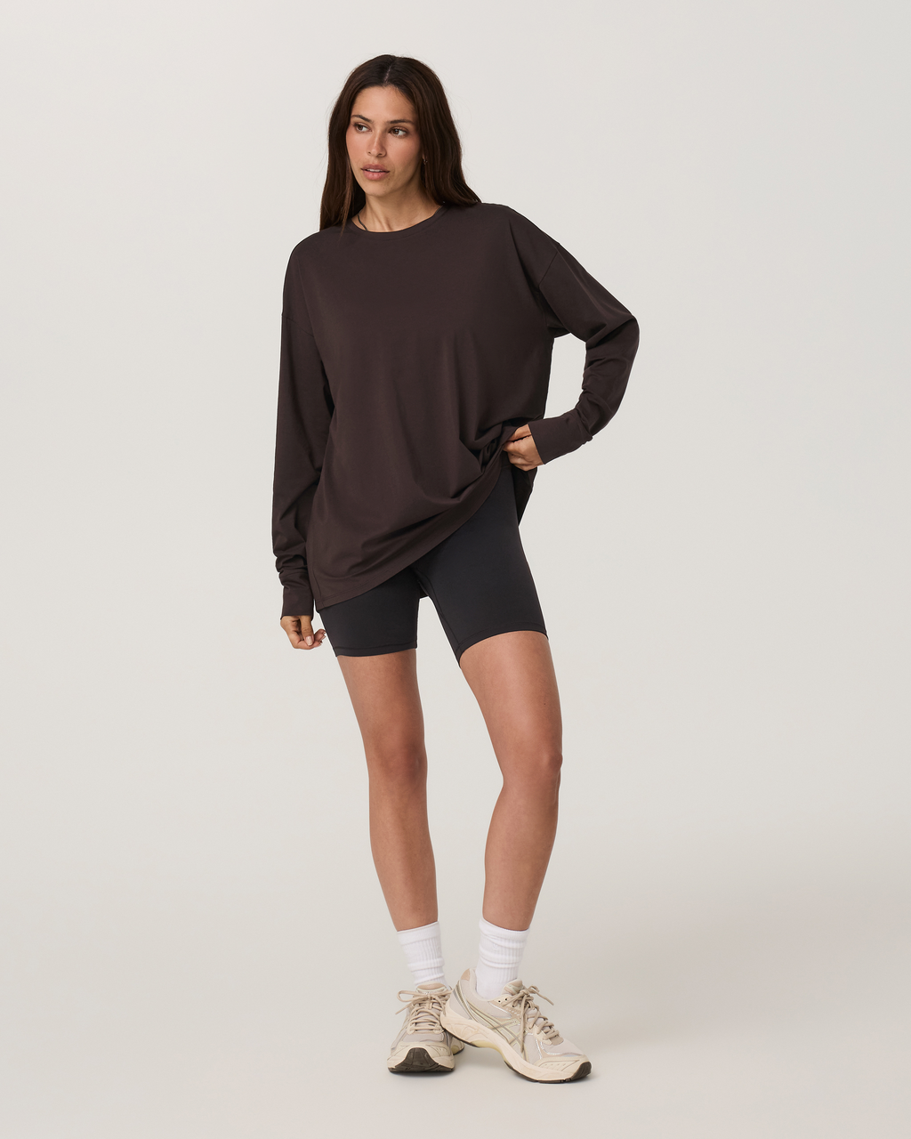 Long Sleeve Feather Tee | French Roast