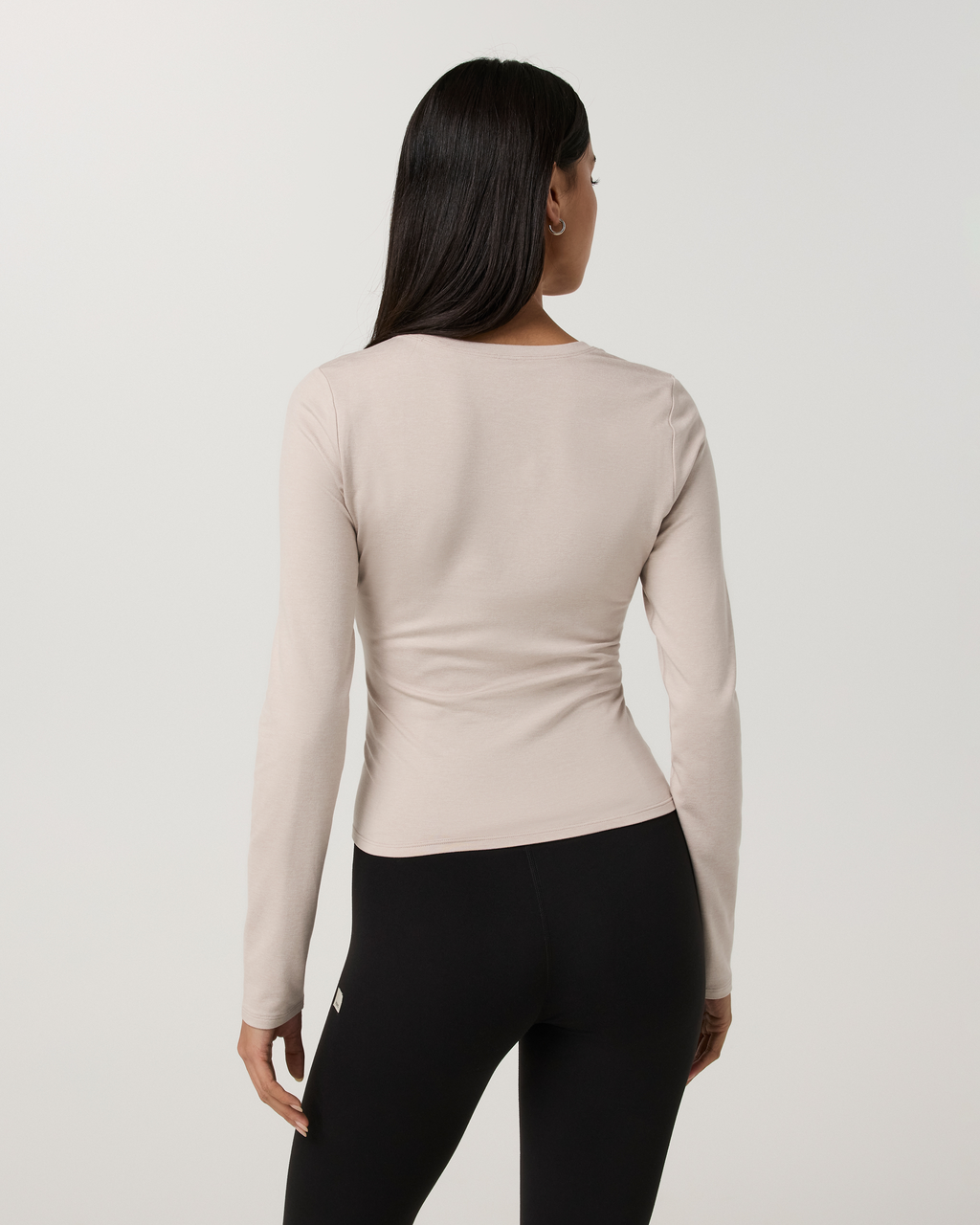 Long Sleeve Halo Essential Scoop | Ecru Heather Tonal