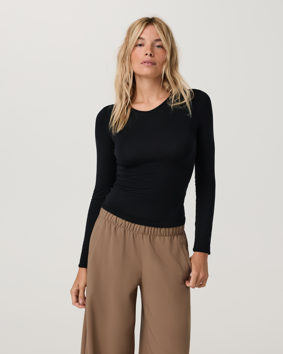 Long Sleeve Modal Top | Black