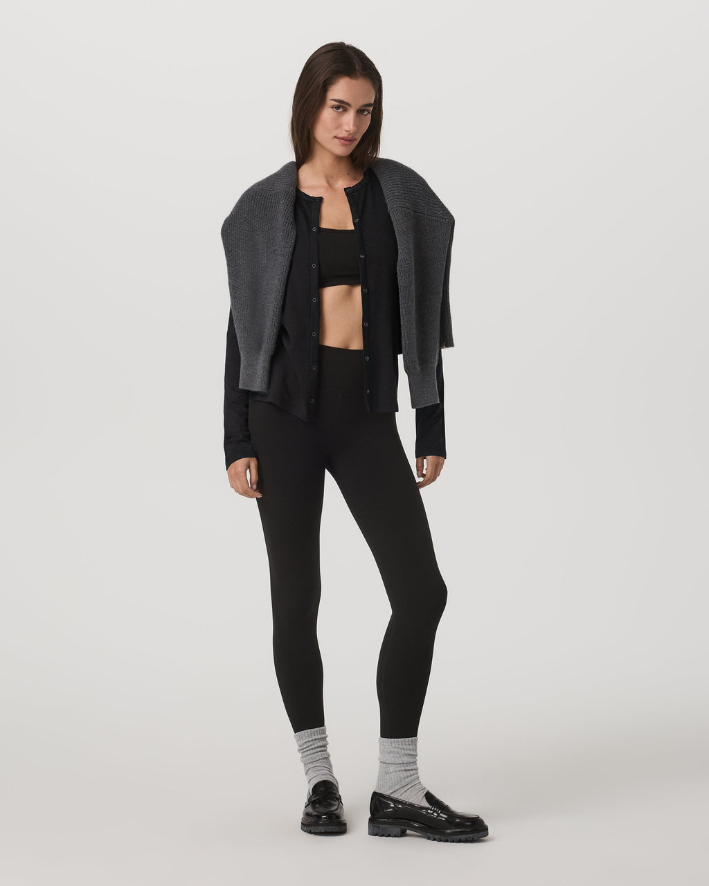 Long Sleeve Halo Snap Cardigan | Black Heather