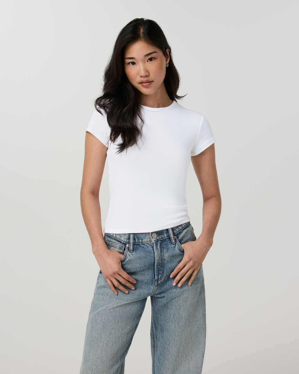 Everyday Cotton Stretch Fitted Tee | White