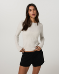 Long Sleeve Pose Subtle Scoop | White Heather Grey