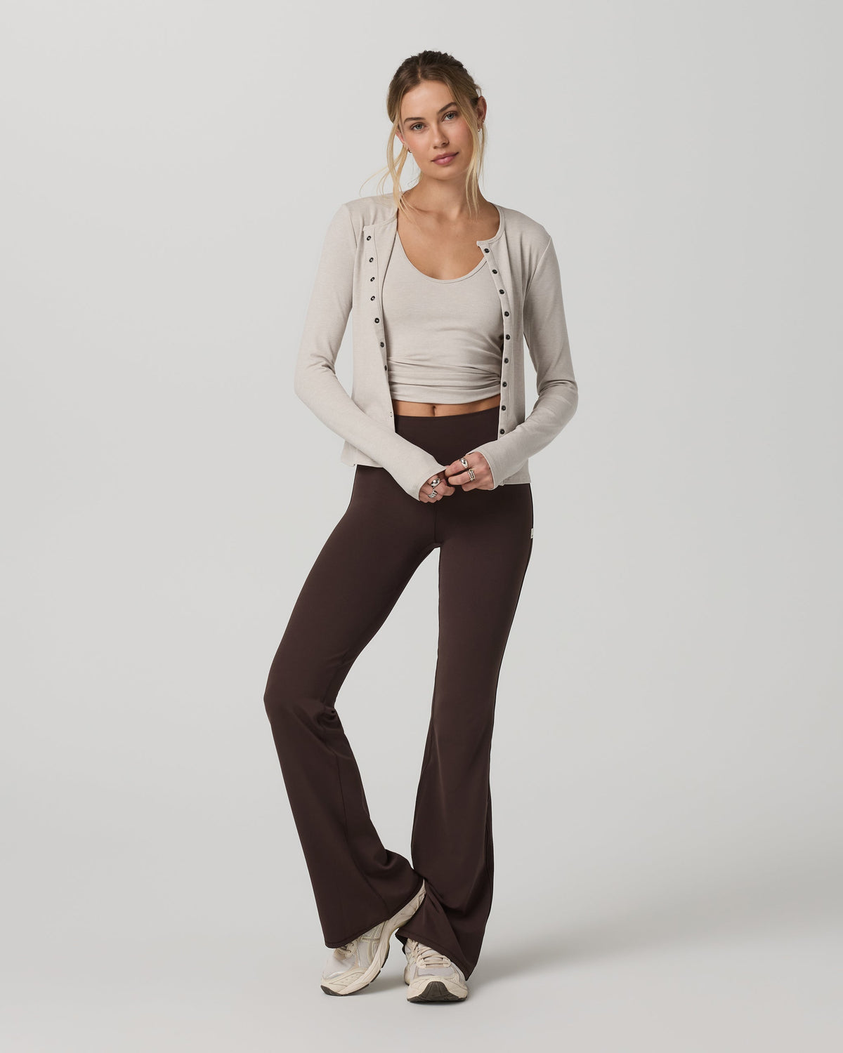 Long Sleeve Pose Twin Cardigan | Ecru Heather