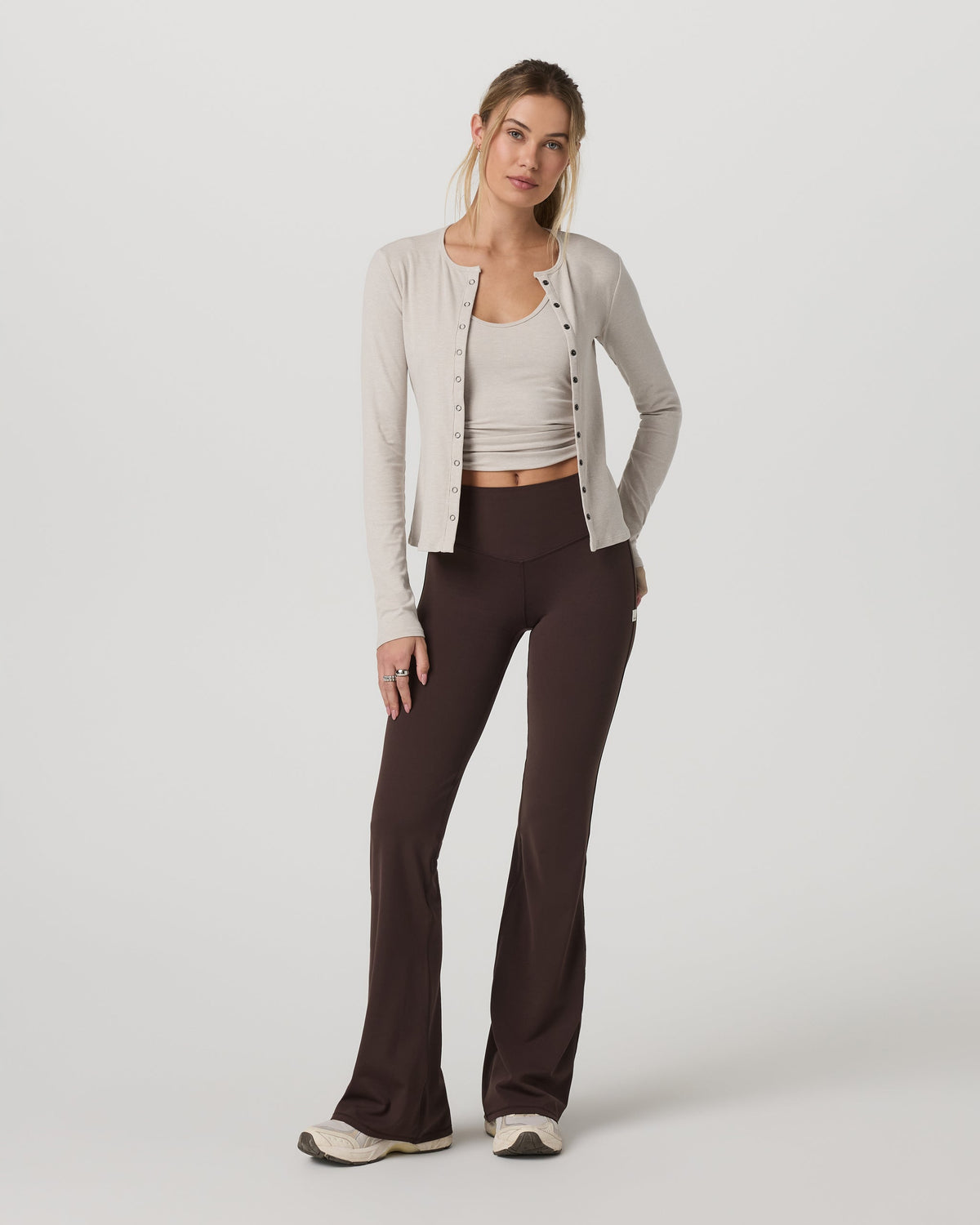 Long Sleeve Pose Twin Cardigan | Ecru Heather