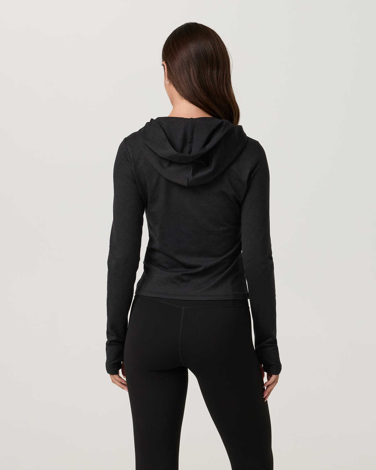 Long Sleeve Halo Fitted Hoodie | Black Heather