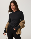 Long Sleeve Halo Fitted Hoodie | Black Heather