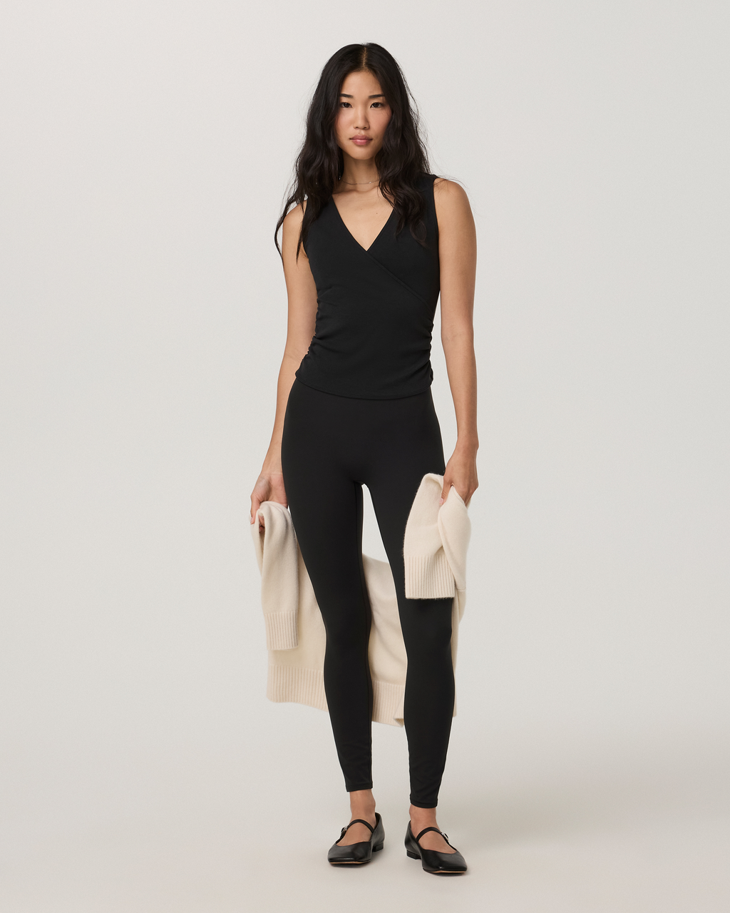 Everyday Cotton Stretch Wrap Tank | Black