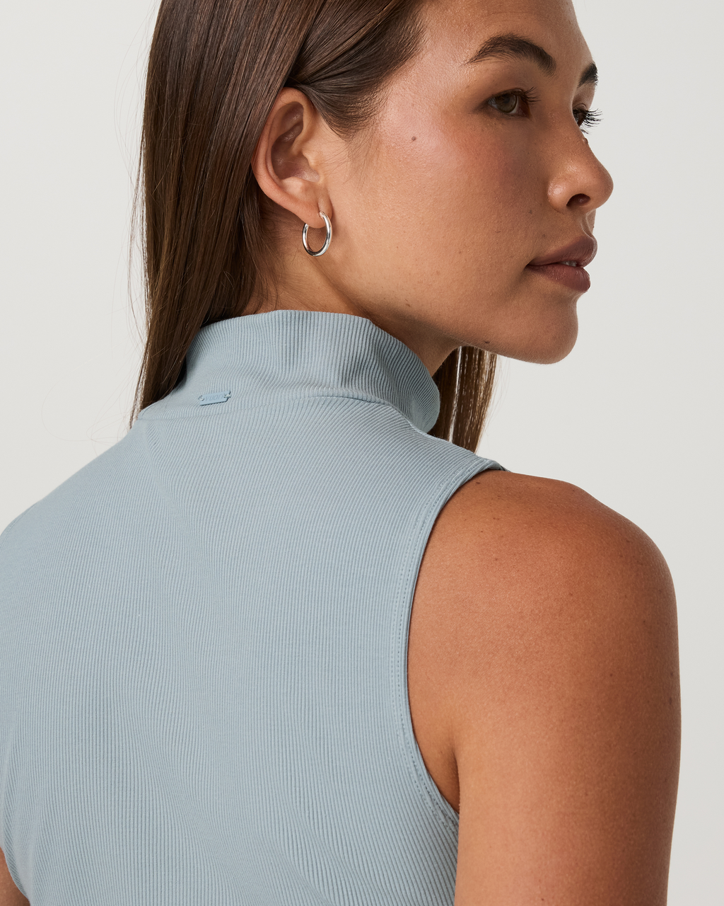 Cottony Rib Mock Neck Tank | Raindrop