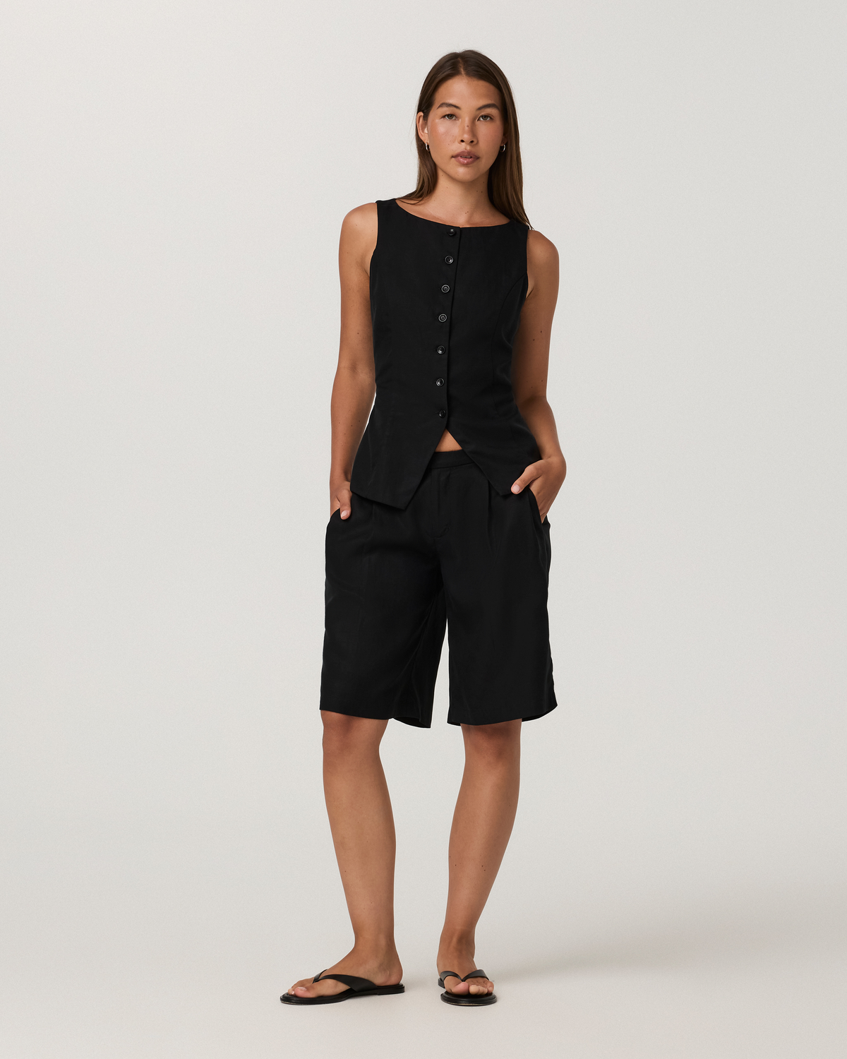 Trestles Twill Button Down Tank | Black