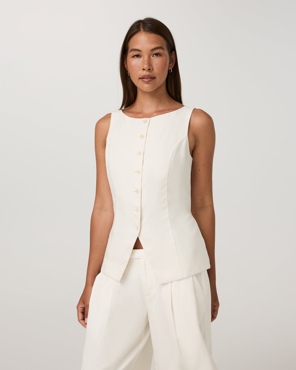 Trestles Twill Button Down Tank | Natural