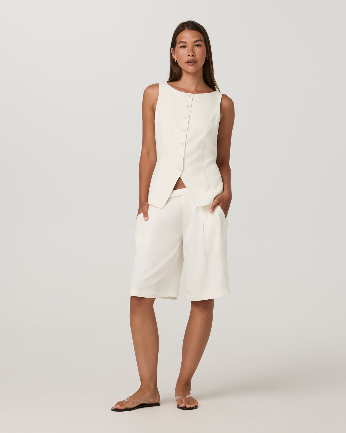 Trestles Twill Button Down Tank | Natural