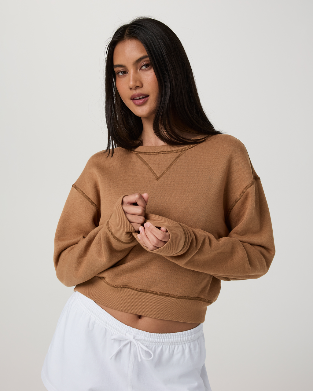 Reverse Fleece Crew | Tobacco Brown