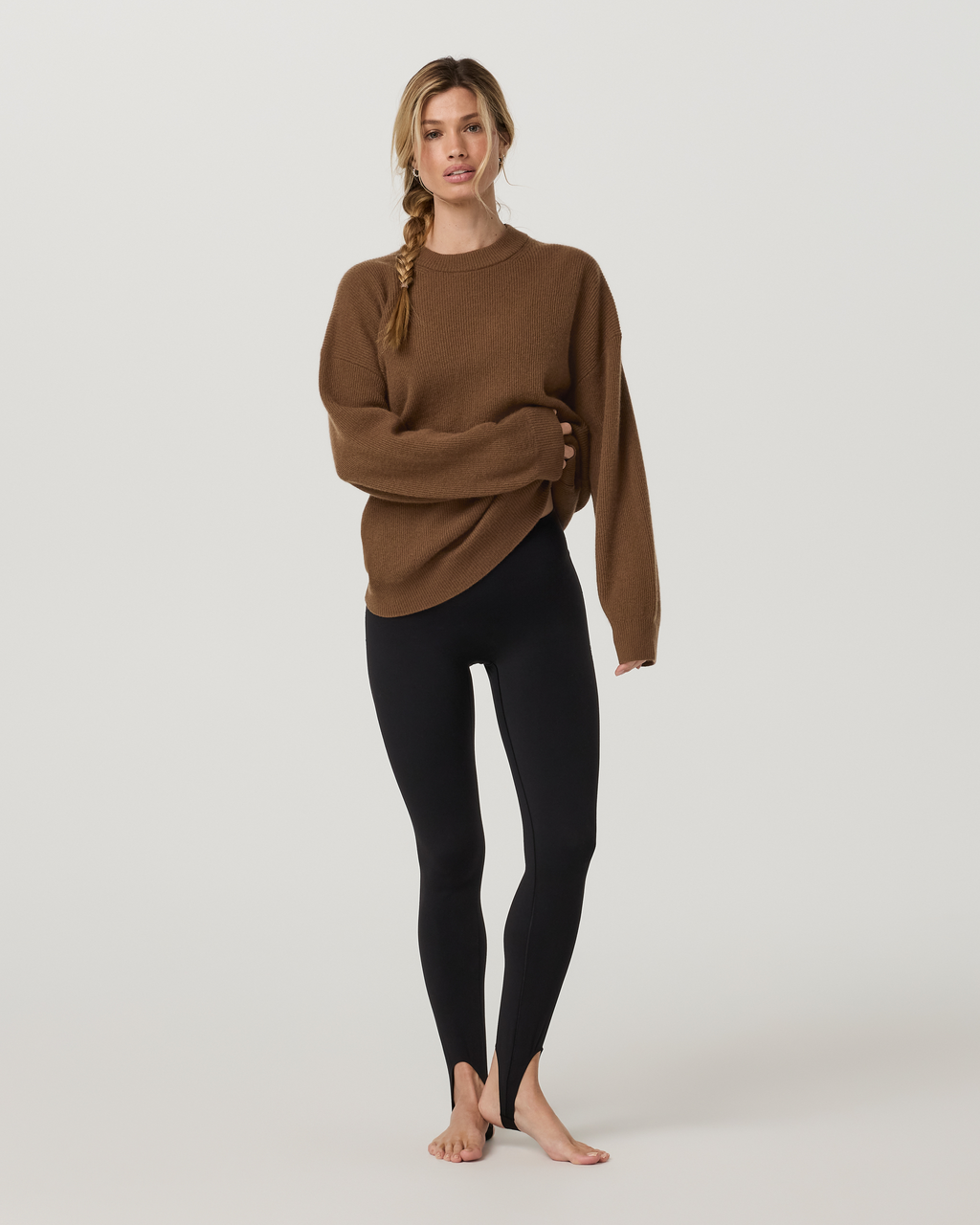 Émilie Cashmere Oversized Rib Crew | Bourbon