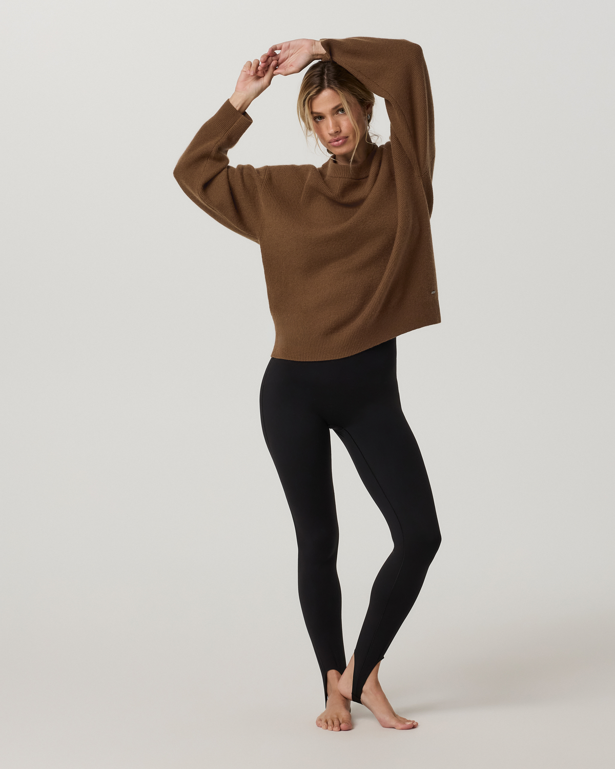 Émilie Cashmere Oversized Rib Crew | Bourbon