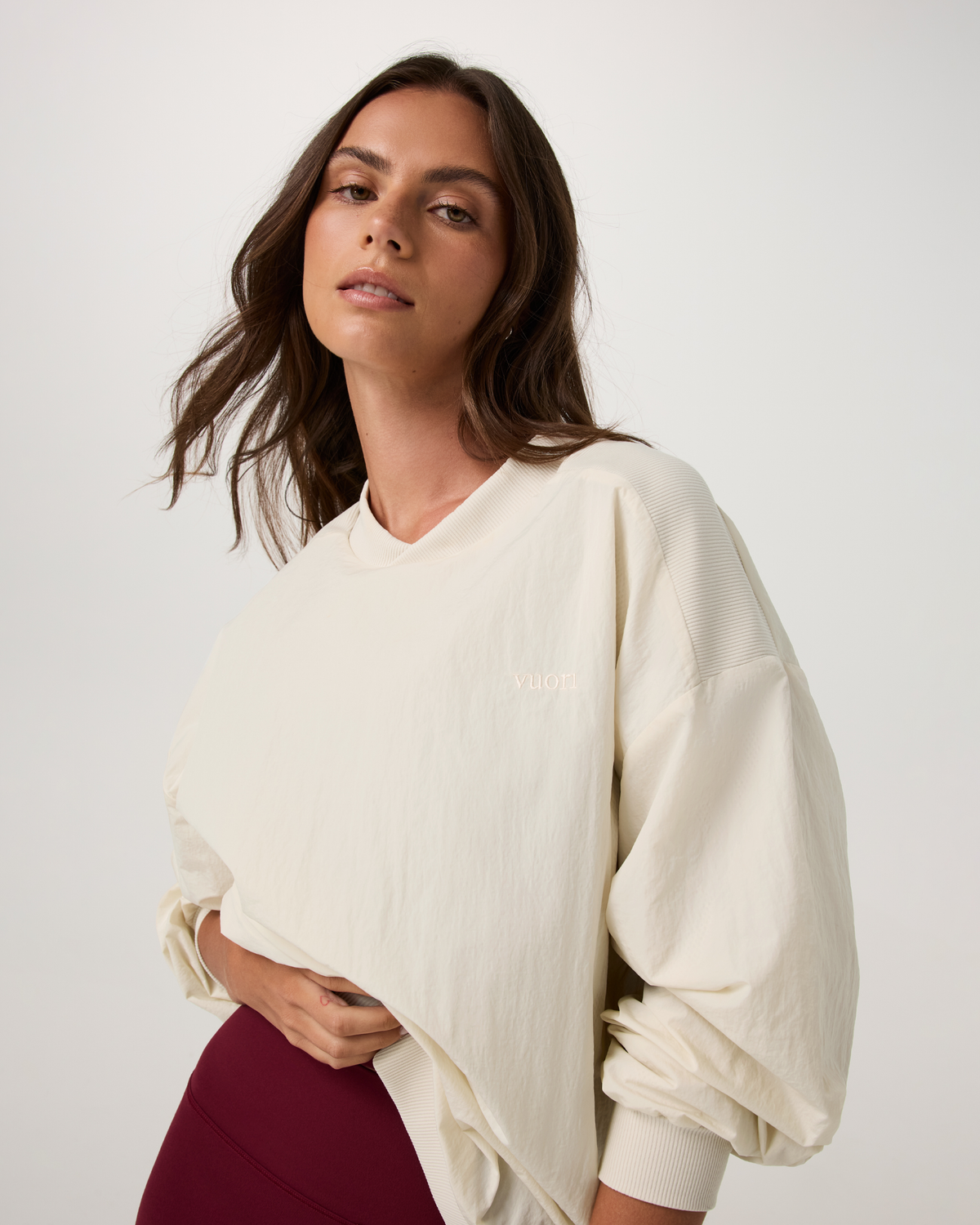 Retrograde Woven Crewneck | Bone