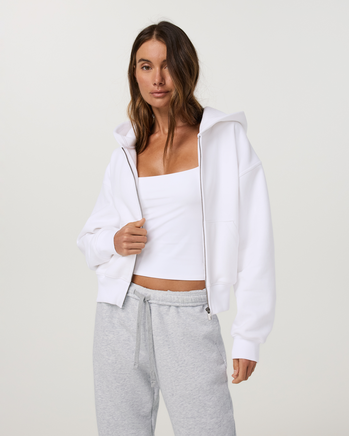 Restore Essential Full Zip Hoodie | White