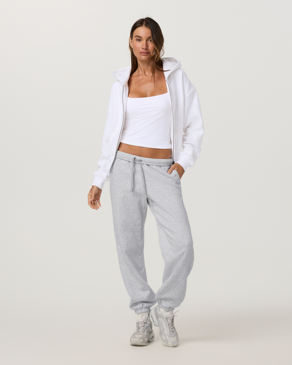 Restore Essential Full Zip Hoodie | White