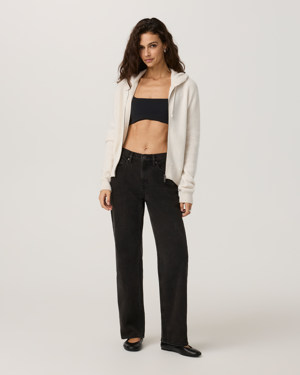 Émilie Cashmere Rib Double Zip | Porcelain