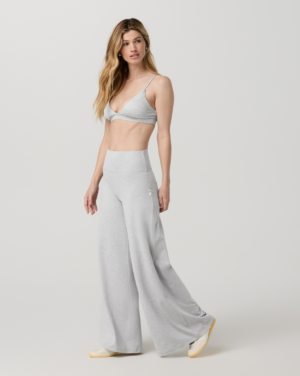 Halo Easy Wideleg Pant - Short | Pale Grey Heather