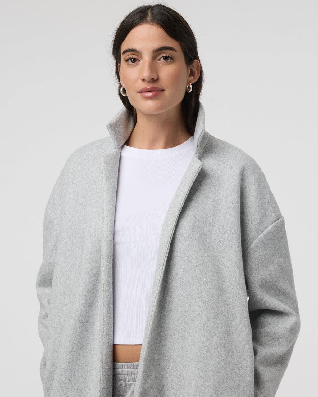 Soho Melton Trench | Light Heather Grey